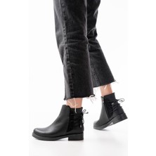 Arda Siyah Arka Bağcık Aksesuarlı Fermuarlı Günlük Kadın Bot Bayan BOT165-209
