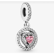 Hector Co Jewellery Işıltılı Çift Hale Kalpli Sallantılı Charm