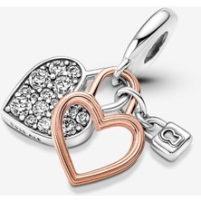 Hector Co Jewellery Kalp ve Kilit Çift Sallantılı Charm