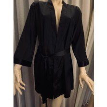 Butik Düz Saten Bornoz, Kemerli Rahat Uzun Kollu Bornoz, Kadın Iç Çamaşırı ve Pijama