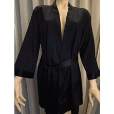 Butik Düz Saten Bornoz, Kemerli Rahat Uzun Kollu Bornoz, Kadın Iç Çamaşırı ve Pijama