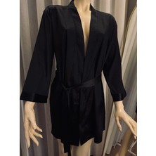 Butik Düz Saten Bornoz, Kemerli Rahat Uzun Kollu Bornoz, Kadın Iç Çamaşırı ve Pijama