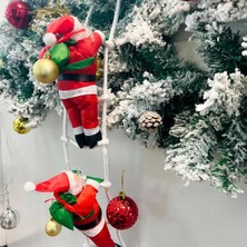 Kuzey Oyuncak 70 cm 2li Merdivene Tırmanan Noel Baba Yılbaşı Süsü Yılbaşı Çam Ağacı Süsleri Vitrin Noel Süsleri