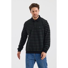 Polo Yaka Çizgili Regular Fit Sweatshırt (WK25214)