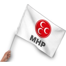Bilsan Bayrak Sopalı Mhp Parti Bayrağı (50 Adet)  Raşel Kumaş 50X75 cm