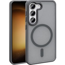 ZORE Galaxy S24 Fe Kılıf Magsafe Şarj Özellikli Mat Arka Yüzey Sio Kapak-Gri