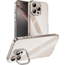 Teleplus iPhone 16 Pro Kılıf Magsafe Özellikli Kamera Kenar Taşlı ve Standlı Estop Kapak