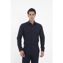 Brianze Lacivert Kravat Yaka Slim Fit Gömlek