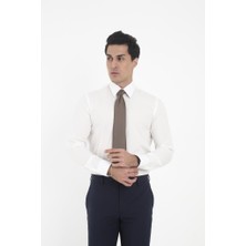 Brianze Krem Kravat Yaka Slim Fit Gömlek