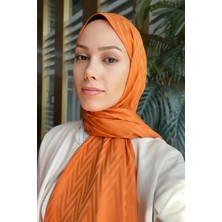 Ipeksi Jakar Lisa Şal Zikzak Desen - Turuncu