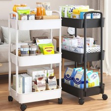 Yadong Shop B Siyah Stil Tekerlekli Organizer Ev Aksesuarları ile Çok Katlı Atıştırmalık Saklama Rafı Mutfak Banyo Yatak Odası Depolama Rafı Trolley (Yurt Dışından)