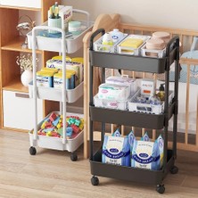 Yadong Shop B Siyah Stil Tekerlekli Organizer Ev Aksesuarları ile Çok Katlı Atıştırmalık Saklama Rafı Mutfak Banyo Yatak Odası Depolama Rafı Trolley (Yurt Dışından)