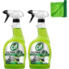 Cif Ultra Anında Etki Kir ve Yağ Çözücü 1025 ml x2 Mikrofiber Bez