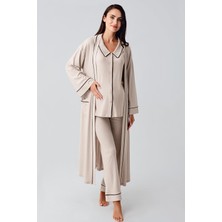 Artış Collection Bebe Yaka Düğmeli Uzun Kollu Hamile Sabahlık Pijama Takım