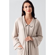Artış Collection Bebe Yaka Düğmeli Uzun Kollu Hamile Sabahlık Pijama Takım