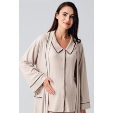 Artış Collection Bebe Yaka Düğmeli Uzun Kollu Hamile Sabahlık Pijama Takım