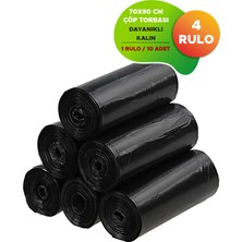 Moypak Battal Boy Siyah Çöp Torbası Endüstriyel Kalın Dayanıklı 70 x 90 Çöp Poşeti 3 Rulo 30 Adet