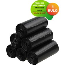 Moypak Battal Boy Siyah Çöp Torbası Endüstriyel Kalın Dayanıklı 70 x 90 Çöp Poşeti 1 Rulo 10 Adet