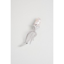 So CHIC Lale Devri 18 Ayar Beyaz Altın Kaplama Gümüş Broş