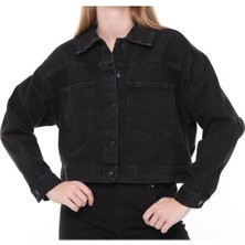 7007-DGML Kadın Düğmeli Jeans Denim Kot Ceket