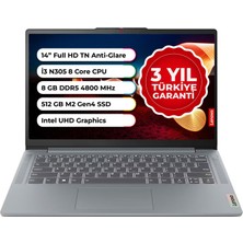 Lenovo Ideapad Slim 3 Intel Core I3 N305 8 GB 512 GB SSD Freedos 14 Inç 82XA0046TX