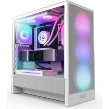 NZXT H5 Flow (2024) Beyaz RGB Temperli Cam USB 3.2 ATX Mid Tower Kasa