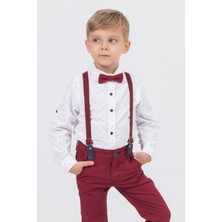 Gold Class Kidswear Yaprak Desenli Salopetli Gömlekli Erkek Çocuk Takım