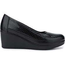 Tamer Tanca Kadın  Deri Siyah Casual Ayakkabı 824 6002 Bn Ayk SK24-25 Syh Dr/syh Krok0