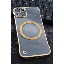 NOVKA Phone Accessories  iPhone 14 Uyumlu Altın Sarı Gold Renkli Ince Kenarlı Şeffaf Sert Kapak Kılıf