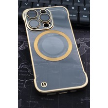 NOVKA Phone Accessories  iPhone 14 Pro Uyumlu Altın Sarı Gold Renkli Ince Kenarlı Şeffaf Sert Kapak Kılıf