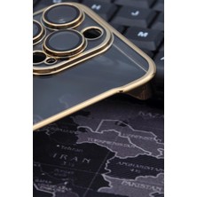 NOVKA Phone Accessories  iPhone 14 Pro Uyumlu Altın Sarı Gold Renkli Ince Kenarlı Şeffaf Sert Kapak Kılıf