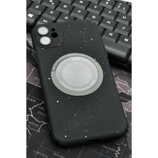 NOVKA Phone Accessories  iPhone 11 Uyumlu Siyah Benekli Desenli Ince Sert Kapak Kılıf Kamera Lens Korumalı