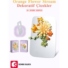 Sembo Block Orange Flower Stream Dekoratif Çiçekler 200 Parça Yapı Blokları LEGO ile Uyumlu (611086)