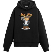 Colermi Hip Hop Ayıcığı Kadın ve Erkek Sweatshirt Pamuklu Baskılı Ayıcıık Tasarım Hoodie Doğum Günü Hediyesi Pamuklu Ayıcık Tasarım Kapşonlu Sevgiliye Ayıcık Baskılı Kapşonlu Sweatshirt