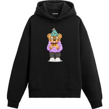 Colermi Doğum Günü Ayıcığı Kadın ve Erkek Sweatshirt Pamuklu Baskılı Ayıcıık Tasarım Hoodie Doğum Günü Hediyesi Pamuklu Ayıcık Tasarım Kapşonlu Sevgiliye Ayıcık Baskılı Kapşonlu Sweatshirt