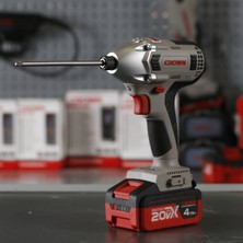 Crown Değişken Torklu Akülü Vidalama 20V-4AH 1/4" CT22021HX-4 Tb | Bakır Sargılı Kömürsüz Motorlu Çift Akülü Şarjlı Darbeli Vidalama