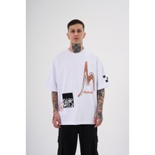 Machinist Erkek Never To Late Baskılı Oversize Beyaz Tişört