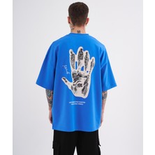 Machinist Erkek Toxic People Baskılı Oversize Mavi Tişört