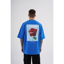 Machinist Erkek My Life Is Comedy Baskılı Oversize Mavi Tişört