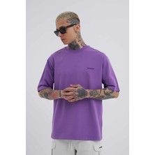 Machinist Erkek Basic Relaxed Pamuklu Mor Tişört