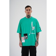 Machinist Erkek Never To Late Baskılı Oversize Açık Yeşil Tişört