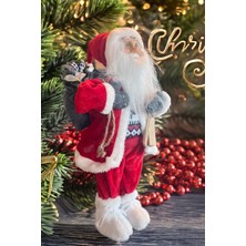Sole Yılbaşı Süsü Noel Baba Biblo Figür Büyük Boy 45CM -Kayakları, Hediye Çuvalı ve Aksesuarları ile