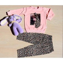 Baby Net Leopar Desenli Toka Detaylı 2'li Kız Takım