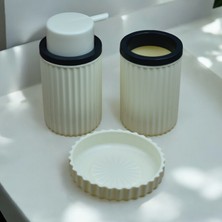 Dore Voir 3 Parça Sert Plastik Banyo Seti / Sıvı Sabunluk Diş Fırçalık ve Katı Sabunluk