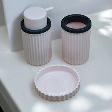 Dore Voir 3 Parça Sert Plastik Banyo Seti / Sıvı Sabunluk Diş Fırçalık ve Katı Sabunluk