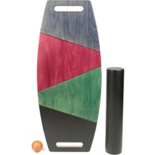 Wood Stone Art Denge Tahtası Balance Board Çift Fonksiyonlu Gym Board Rocket Board 73 x 31 cm Kahverengi