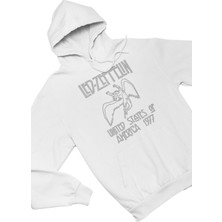 Unisex Rock Band LED Zeppelin Baskılı Kapüşonlu Sweatshirt, Oversize Rock Metal Baskılı Hoodie