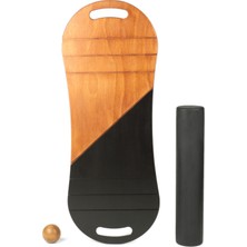 Wood Stone Art Denge Tahtası Balance Board Çift Fonksiyonlu Gym Board Rocket Board 73 x 28 cm Kahverengi