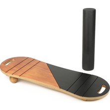 Wood Stone Art Denge Tahtası Balance Board Çift Fonksiyonlu Gym Board Rocket Board 73 x 28 cm Kahverengi