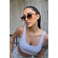 Falan Eyewear Fluffy U Kadın Güneş Gözlüğü Nude-Yeşil